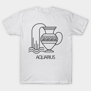 Aquarius Zodiac Sign - Black T-Shirt